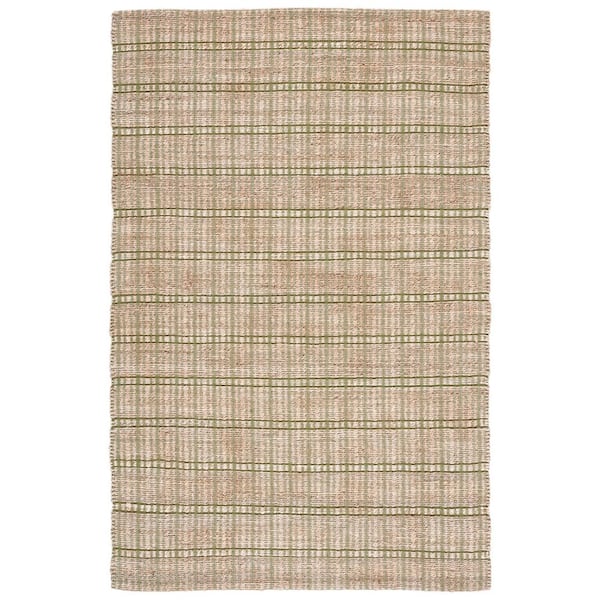 SAFAVIEH Natural Fiber Green/Beige 8 ft. x 10 ft. Striped Woven Area Rug