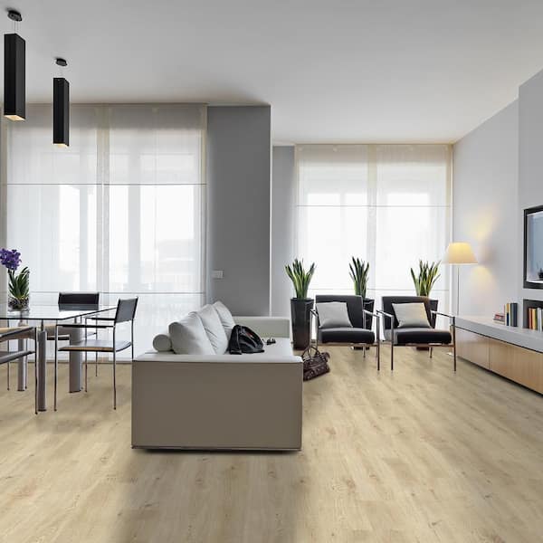 Lucida USA (Sample) Decocore White Oak Off-white Wood Look 22-mil Interlocking Luxury Vinyl Plank
