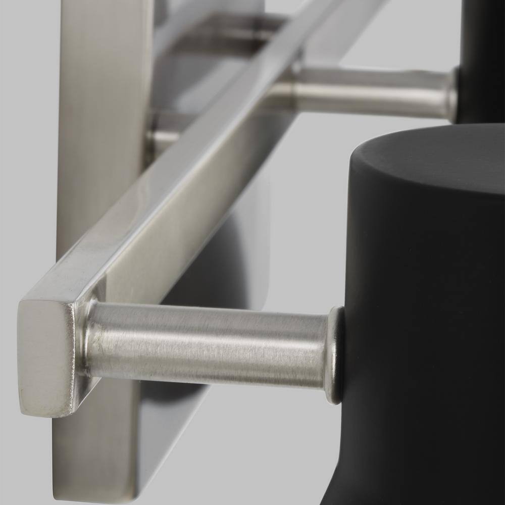 Brushed Nickel 3-Light Vanity with Black Steel Shades