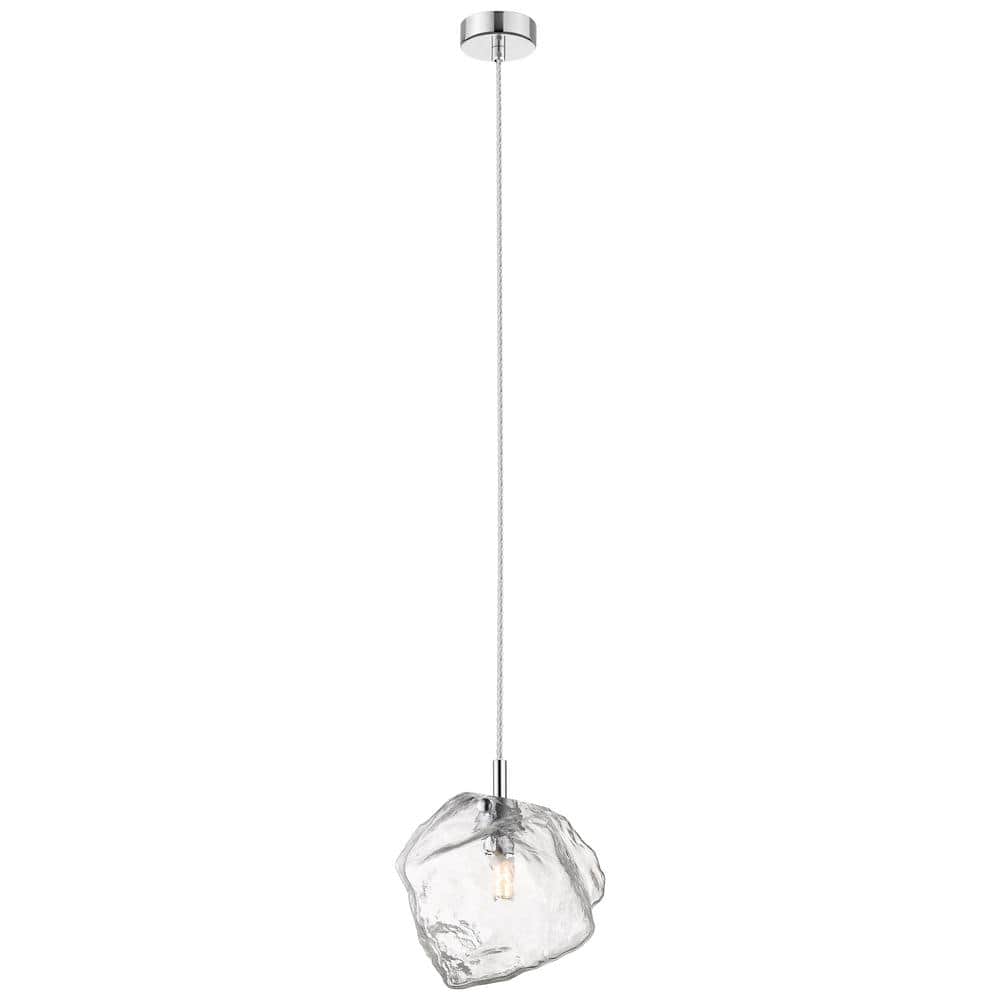 Boulder 6.75 in. 1-Light Chrome Pendant with Clear Glass Shade