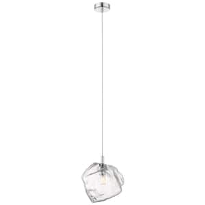 Boulder 6.75 in. 1-Light Chrome Pendant with Clear Glass Shade