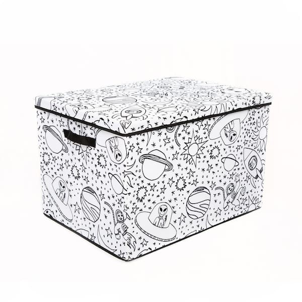 BAUM Kid's White Coloring Storage Cube Bin with lids including 4 Pack of  Washable Markers 21A353UE - The Home Depot