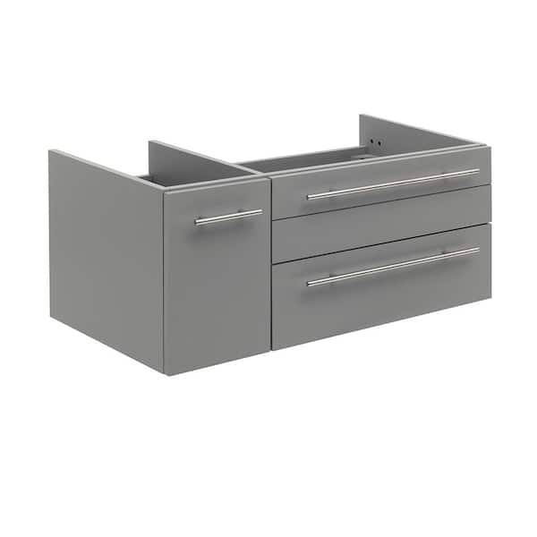 Fresca Lucera 35 in. Wall Mount Single Bath Vanity Cabinet without Top in Gray - Undermount Sink  Compatible - Right Version