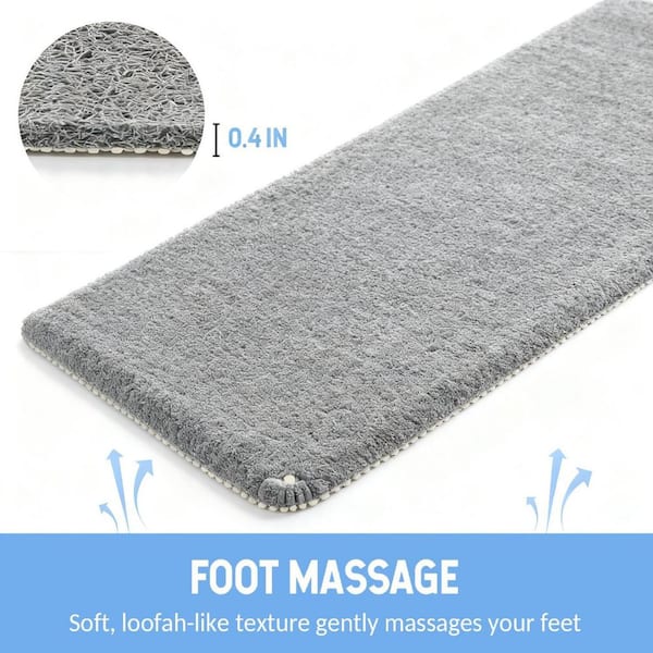 Numhew 40 in. x 28 in. Non Slip PVC Bath Mat in Gray, Foot