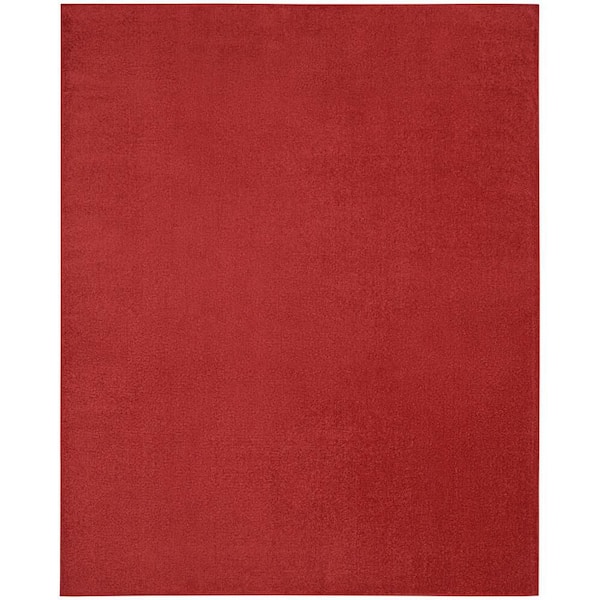 Essentials 9 ft. x 12 ft. Brick Red Solid Contemporary Indoor/Outdoor Patio Area Rug