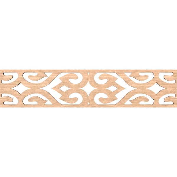 Ekena Millwork Keene Fretwork 0.375 in. D x 46.75 in. W x 10 in. L Red Oak Wood Panel Moulding