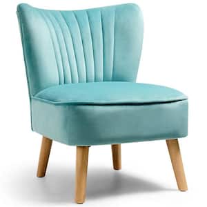 Modern Accent Armless Chair Modern Velvet Fabric Leisure Chair in Green