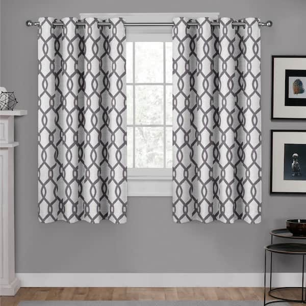 EXCLUSIVE HOME Kochi Black Pearl Ogee Light Filtering Grommet Top Curtain, 54 in. W x 63 in. L (Set of 2)
