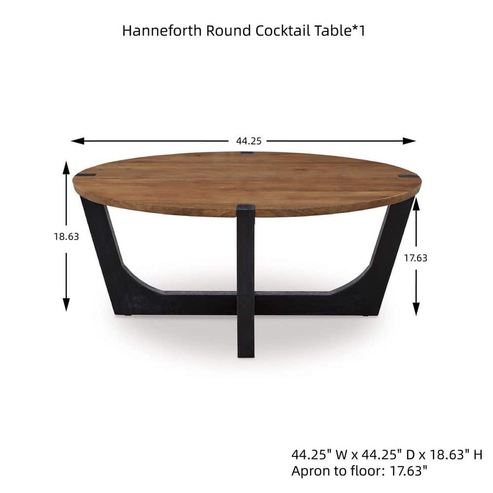 Round Black and Brown Mango Wood Coffee Table