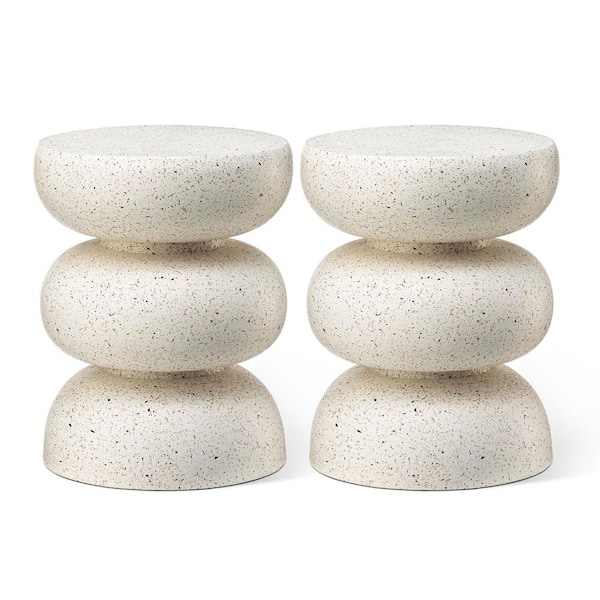 18 in. H Kits and Accessories Multi-Functional MGO Faux Terrazzo Garden Stool or Planter Stand (Set of 2)