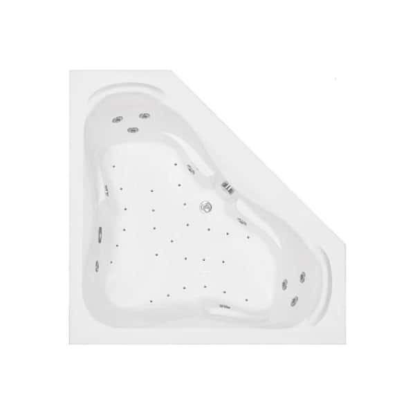Comfortflo 60 in. x 60 in. Acrylic Corner Drop-in Whirlpool and Air Bathtub with Center Drain in Biscuit