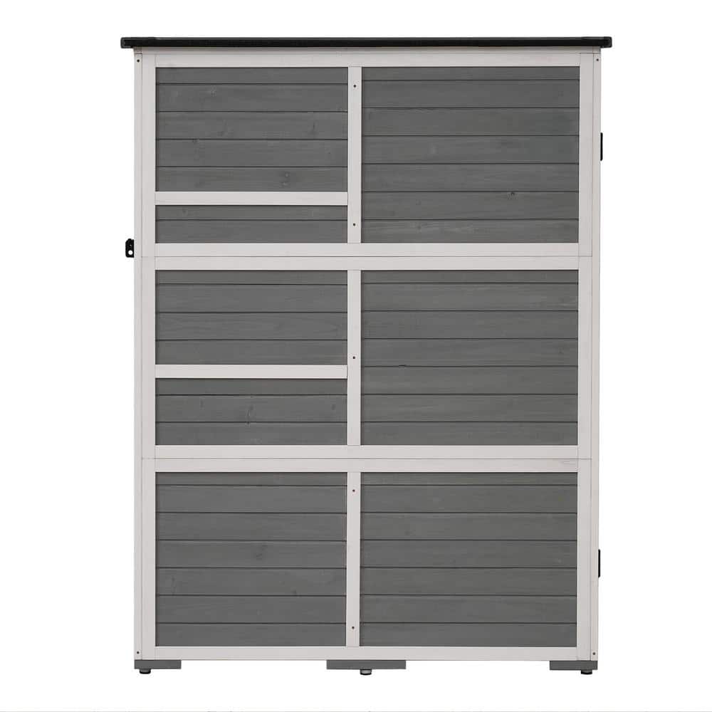 White and Gray Outdoor 4.05 ft. W x 2.1 ft. D Wood Storage Shed, Garden Too