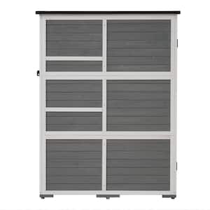 White and Gray Outdoor 4.05 ft. W x 2.1 ft. D Wood Storage Shed, Garden Tool Cabinet with 8.5 sq. ft.
