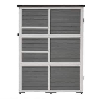 2.8 ft. W x 1.5 ft. D Wood Gray Garden Shed 3-Tier Patio Storage Cabinet Outdoor Organizer 4.2 sq. ft.