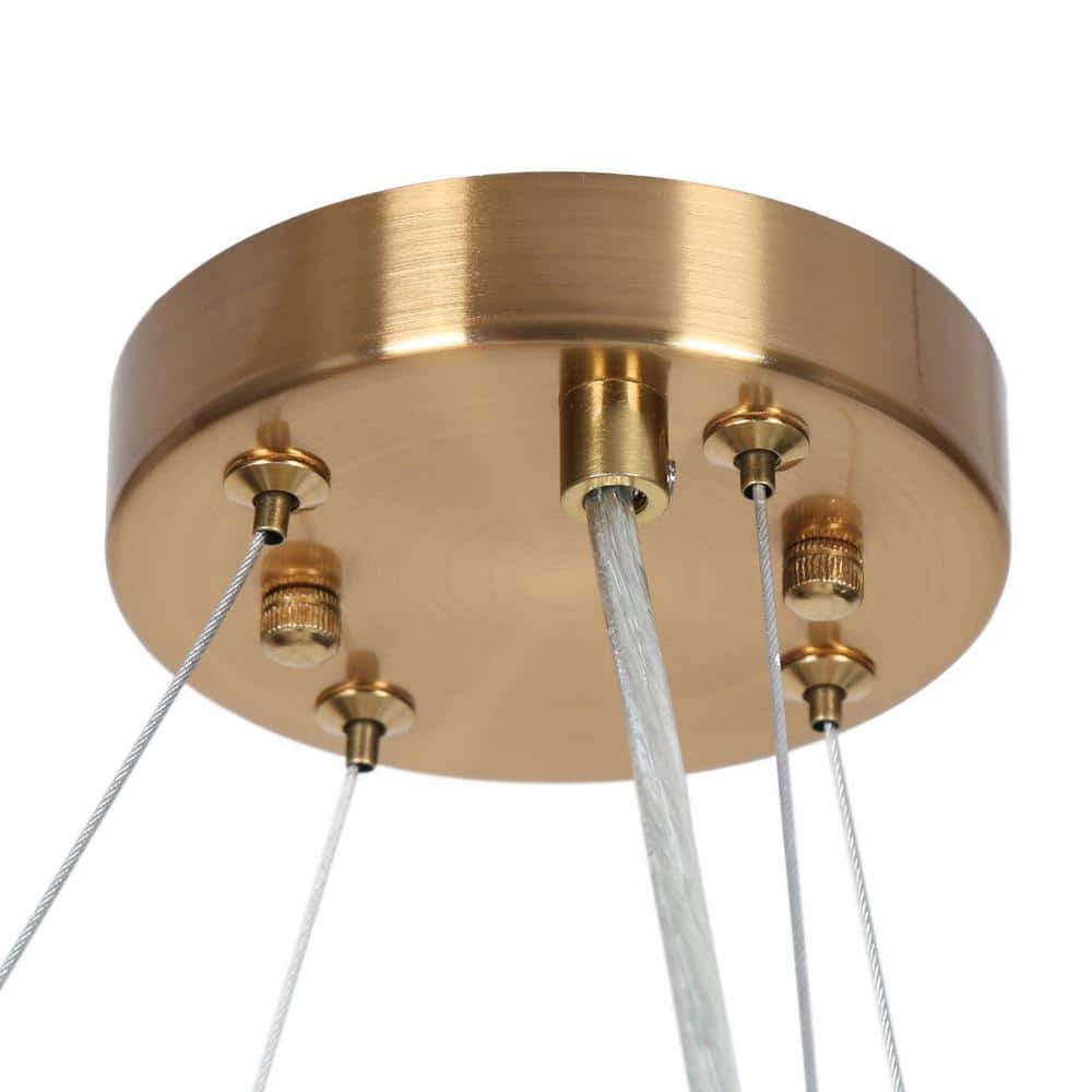 Gold Brass Crystal 10-Light Drum Chandelier