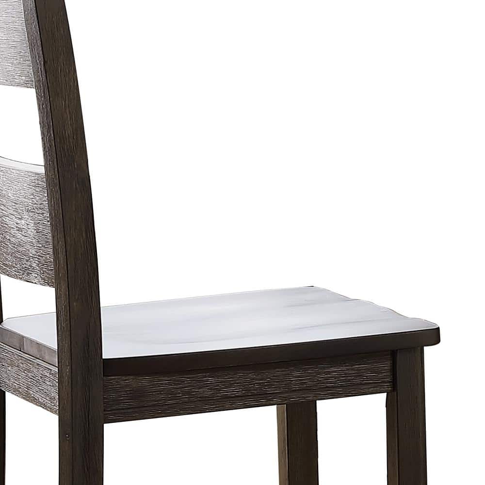 Distressed Walnut High Ladderback Wood Side Chair