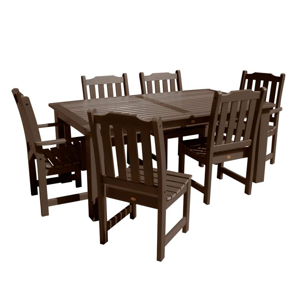 Highwood Lehigh Weathered Acorn 7-Piece Recycled Plastic Rectangular Outdoor Dining Set -  ST7LH1CO5AA-ACE