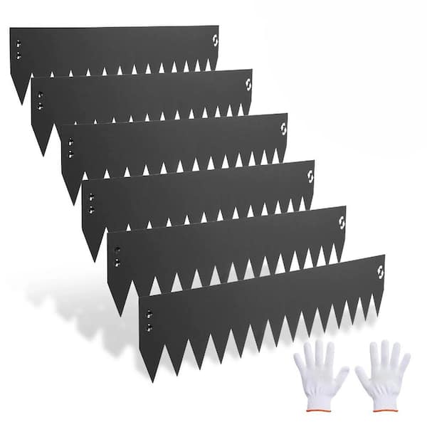 40 in. x 8 in. Galvanized Steel Landscape Edging, Heavy-Duty Metal Garden Border, Black, 6-Pack with 8 Clips