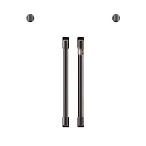 French Door Single Wall Oven Handle and Knob Kit in Brushed Black