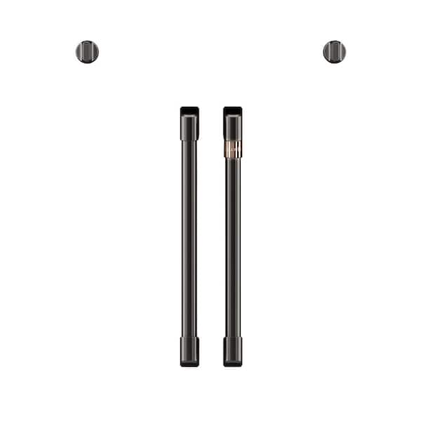 Cafe French Door Single Wall Oven Handle and Knob Kit in Brushed Black
