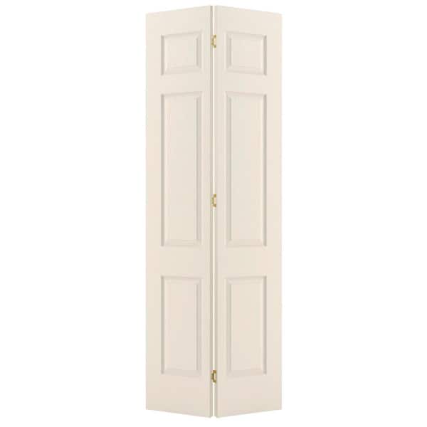32 in. x 80 in. 6 Panel Colonist Hollow Core Primed Textured Molded Composite Closet Bi-Fold Door