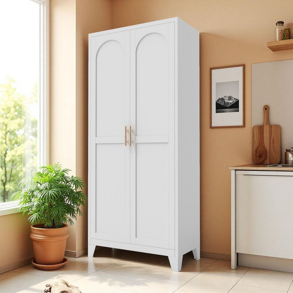 Seafuloy 71 in. White Tall Steel Accent Storage Cabinet with Doors