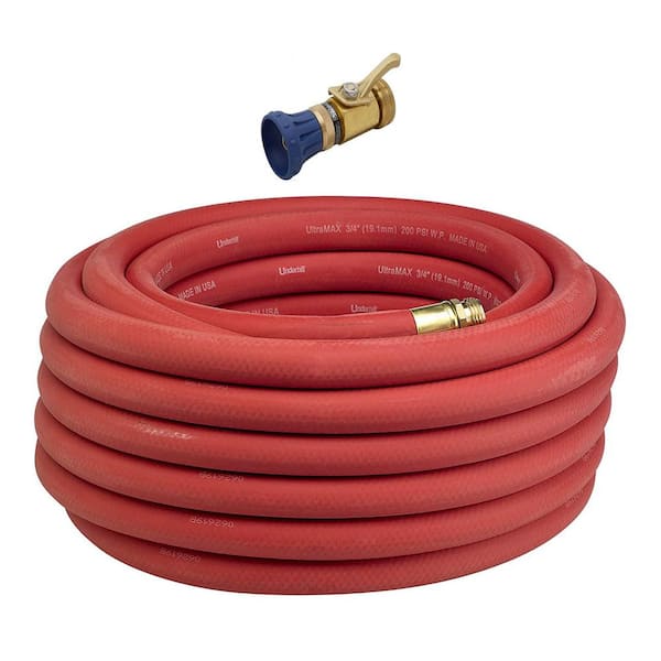 Underhill Ultramax 0.75 in. Dia x 25 ft. Garden Hose, Red and Precision Cloudburst Hose End Nozzle
