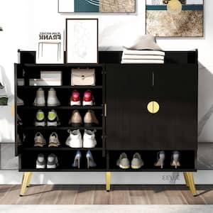 47.2 in. W x 15.7 in. D x 39.4 in. H Black 11-Shelf Shoe Cabinet Linen Cabinet with Adjustable Shelves
