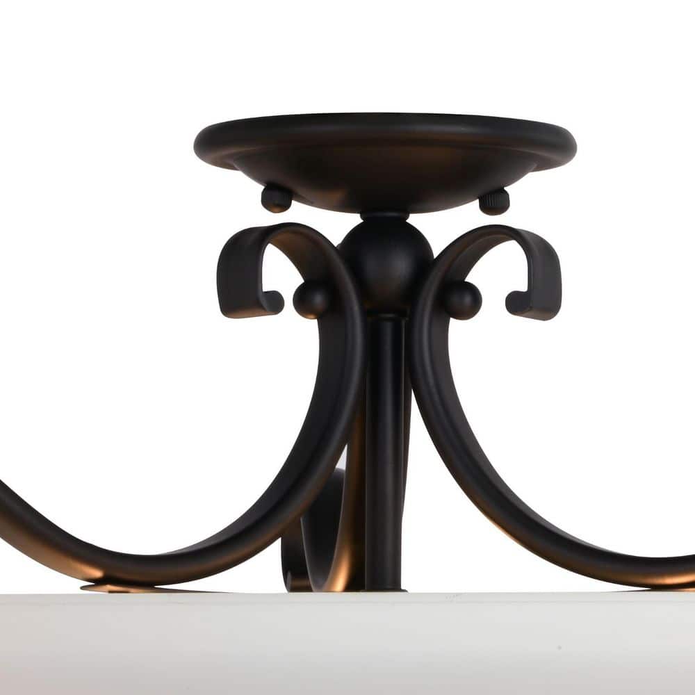 Monrovia 17" Bronze Semi-Flush Mount Ceiling Light with White Glass
