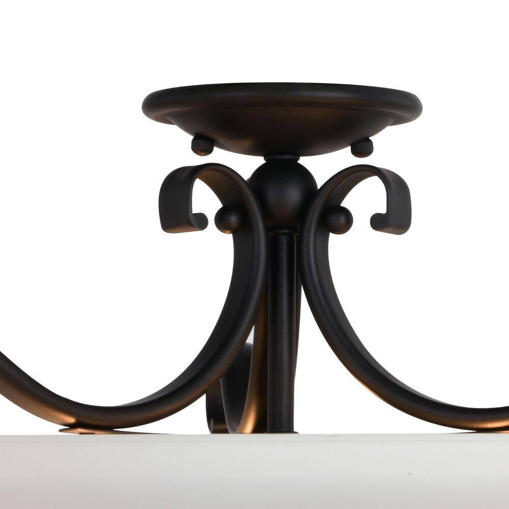 Monrovia 17" Bronze Semi-Flush Mount Ceiling Light with White Glass