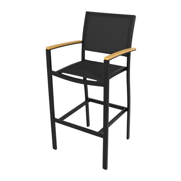 POLYWOOD Bayline Textured Black/Plastique/Black Sling Patio Bar Arm Chair