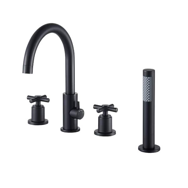 Altair Sundale 2-Handle Deck-Mount Roman Tub Faucet with Handshower in Matte Black