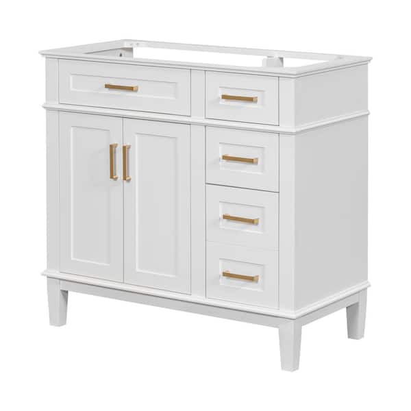 Tenleaf 36 in. W x 17.8 in. D x 34 in. H Bath Vanity Cabinet without Top with 4-Drawers and Shelves in White