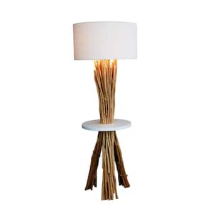 Woodland 60 in. Natural Wood Table Floor Lamp, Handcrafted In Thailand