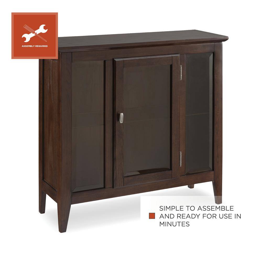 Chocolate Oak Lighted Entryway Curio Cabinet with Glass Shelf