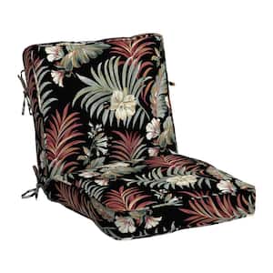 Plush PolyFill 21 in. x 20 in. Outdoor Dining Chair Cushion in Black Simone Tropical