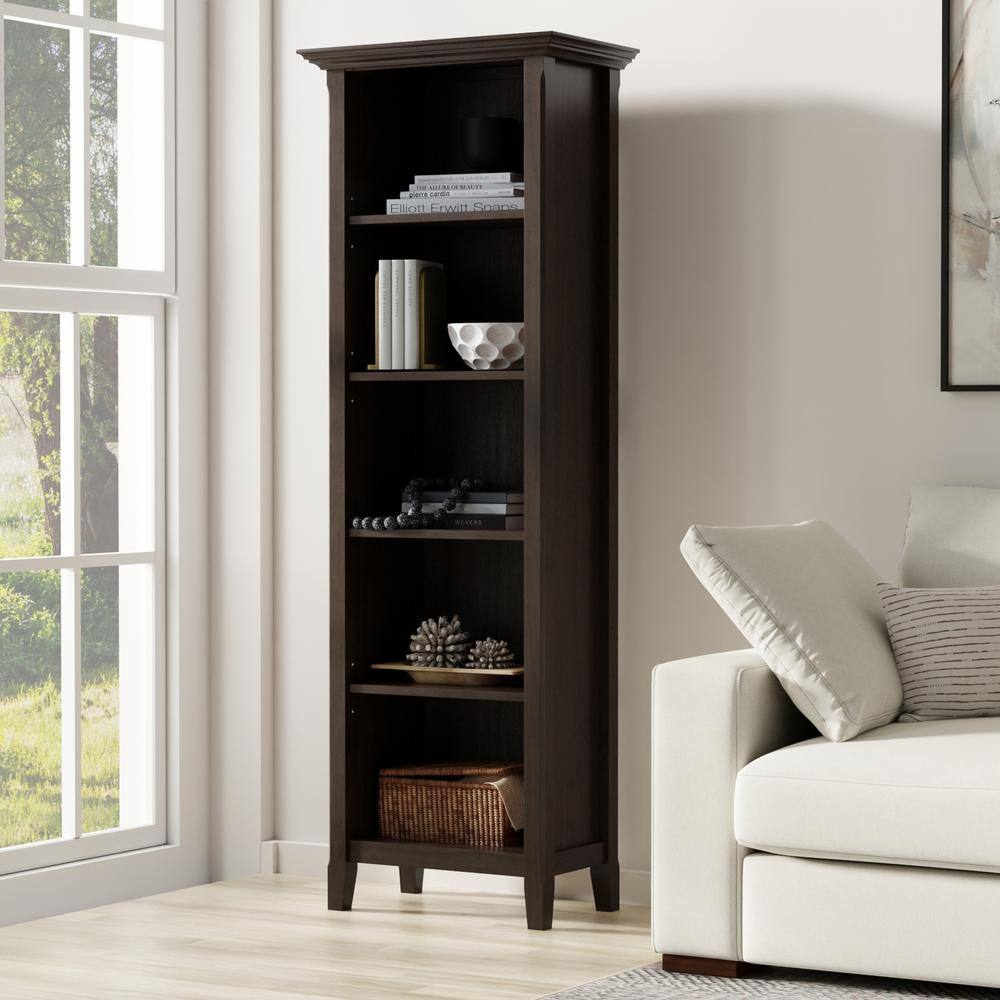 Amherst 70 in. H Hickory Brown Solid Wood 5-Shelf 24 in. 5-Shelf Bookcase