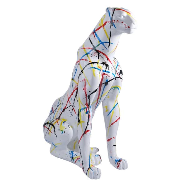 Unbranded 31.5 in. H Large Resin Sitting Leopard Sculpture, Classic Leopard Statue for Outdoor Garden Decoration