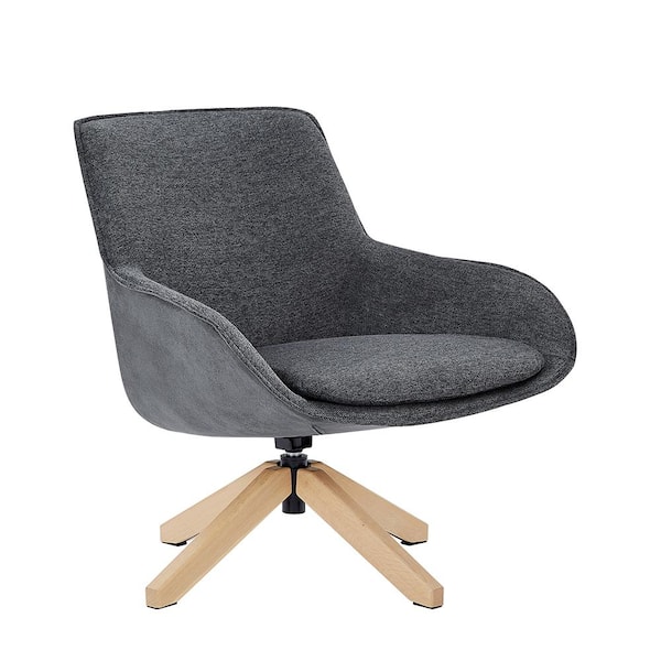 Art Leon Arthur Gray Fabric Swivel Accent Arm Chair with Wood Legs