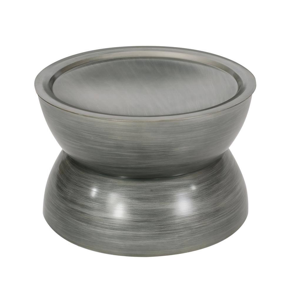 Metal Hammered Coffee Table Sparling Modern Iron Hourglass, Silver