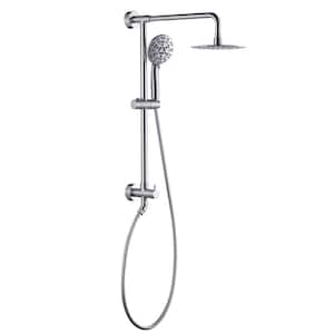 7-Spray Multifunction 1.8 GPM Round Wall Bar Shower Kit with Fixed Shower Head and Hand Shower in Brushed Nickel