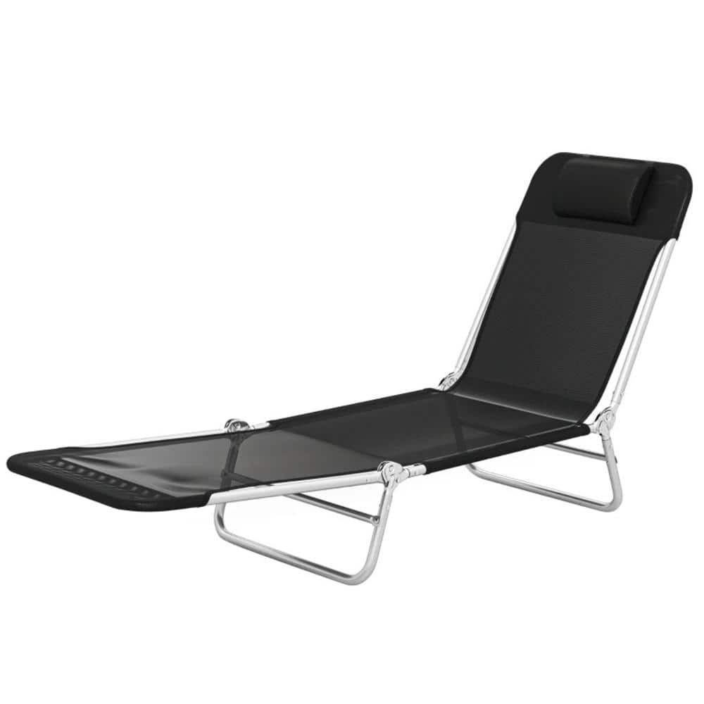 Outdoor Black Folding Chaise Lounge Chair 1 PC Tanning Chair with 5-Position Adjustable Backrest for Patio and Yard price history on PriceWatchPro