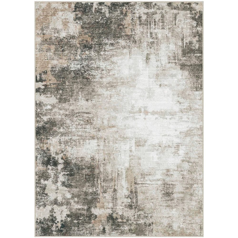 Black Hole Black/Brown 9 ft. x 12 ft. Modern Abstract Washable Area Rug price history on PriceWatchPro