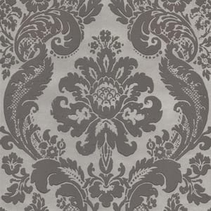 Shadow Grey Damask Paper Strippable Roll Wallpaper (Covers 56.4 sq. ft.)