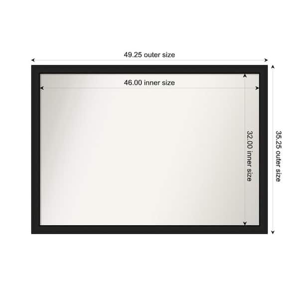 Amanti Art Midnight Black Narrow 49.25 in. W. x 35.25 in. Custom Non-Beveled Wood Framed Bathroom Vanity Wall Mirror
