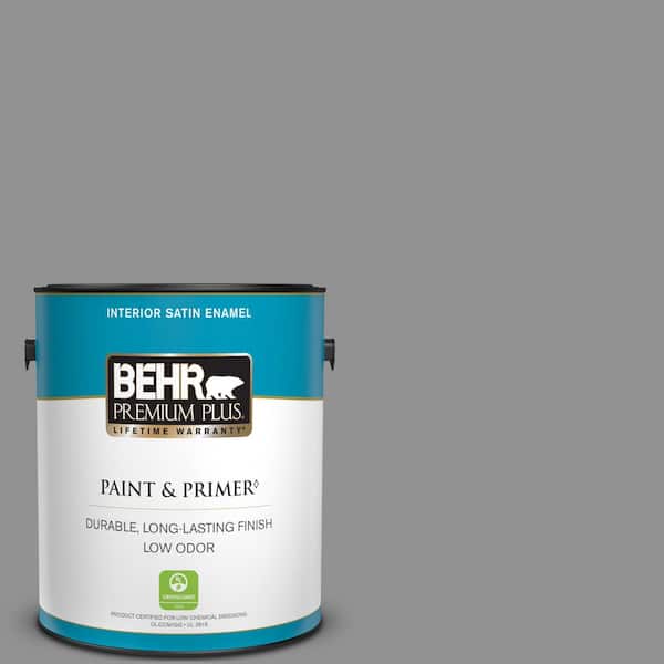 BEHR PREMIUM PLUS 1 gal. #N520-4 Cool Ashes Satin Enamel Low Odor Interior Paint & Primer