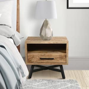 22 in. Brown 1-Drawer Nightstand
