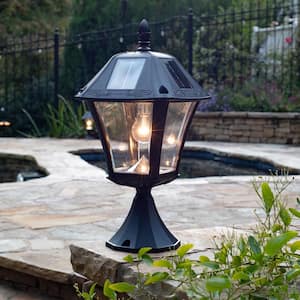 Baytown II Bulb Black Outdoor Solar Weather Resistant LED Landscape Post Light with Wall Sconce and Pier Base Mount
