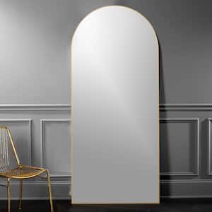 24 in. W x 71 in. H Oversized Modern Arch Full Length Gold Wall Mounted/Standing Mirror Floor Mirror