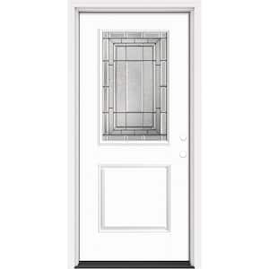 Performance Door System 36 in. x 80 in. 1/2 Lite Sequence Left-Hand Inswing White Smooth Fiberglass Prehung Front Door